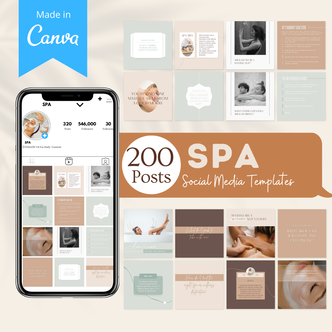 200 Spa Posts - Social Media Templates