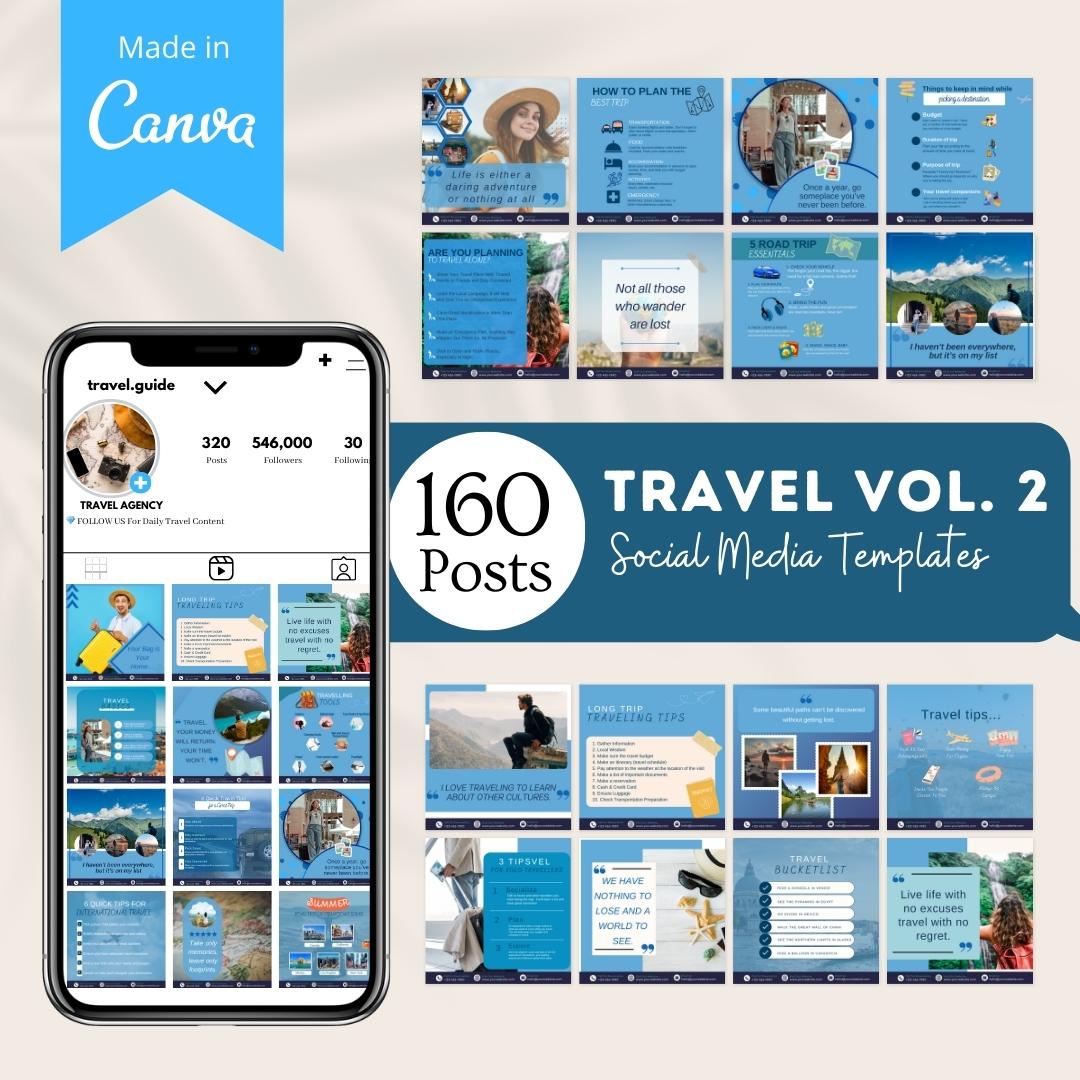160 Travel Posts (Vol. 2) -Social Media Templates
