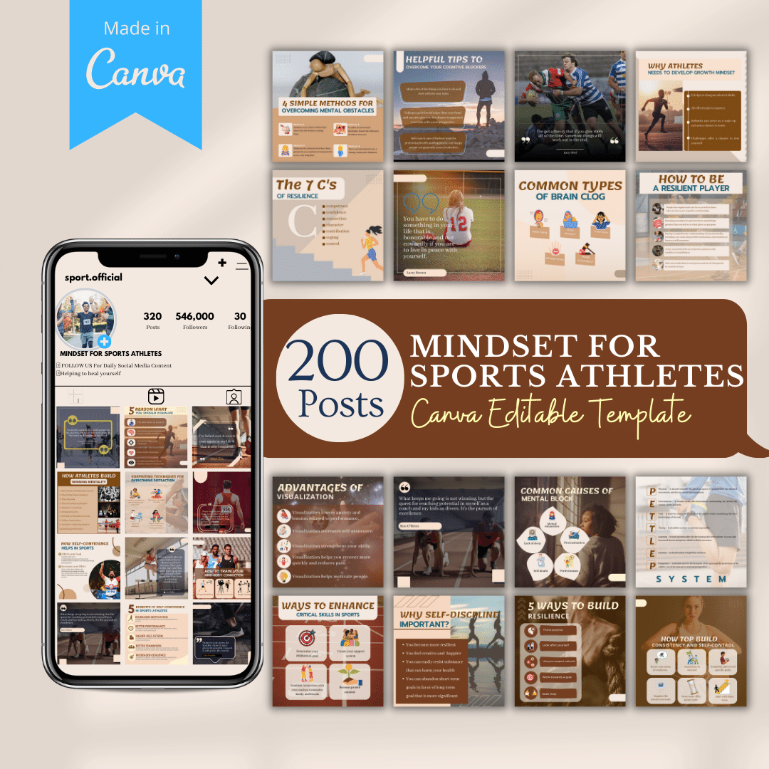 200 Mindset For Sports Athletes - Canva Editable Templates