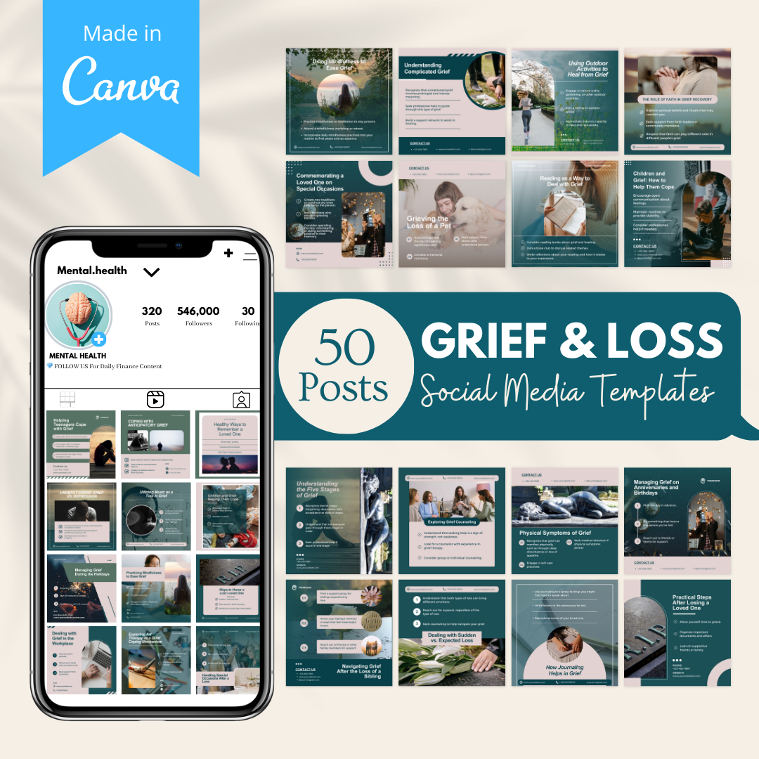 50 Grief And Loss Posts - Social Media Templates