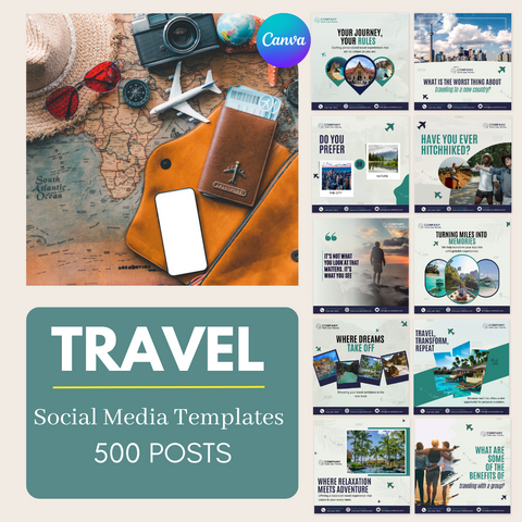 500 Travel Posts - Social Media Templates