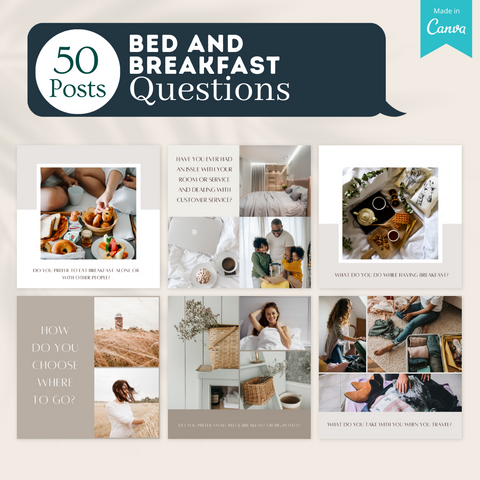 200 Bed And Breakfast Posts - Social Media Canva Templates