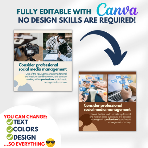 300 Social Media Manager Posts - Canva Editable Templates