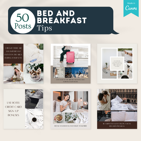 200 Bed And Breakfast Posts - Social Media Canva Templates