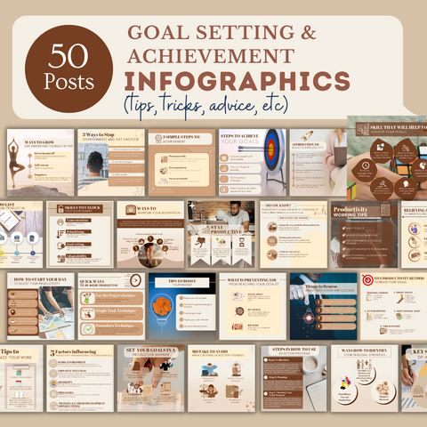 200 Goal Setting & Achievement Posts - Social Media Templates
