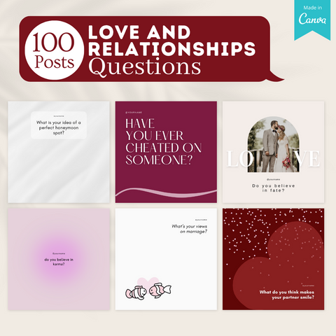 300 Love And Relationships Posts - Social Media Canva Templates