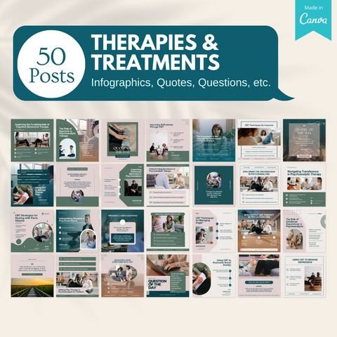 50 Therapies And Treatments Posts - Social Media Templates