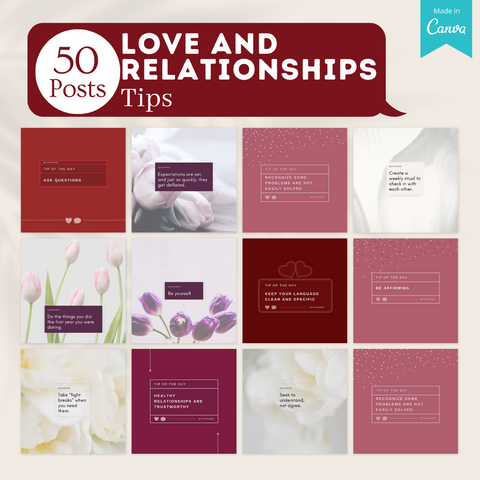 300 Love And Relationships Posts - Social Media Canva Templates
