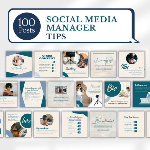 300 Social Media Manager Posts - Canva Editable Templates