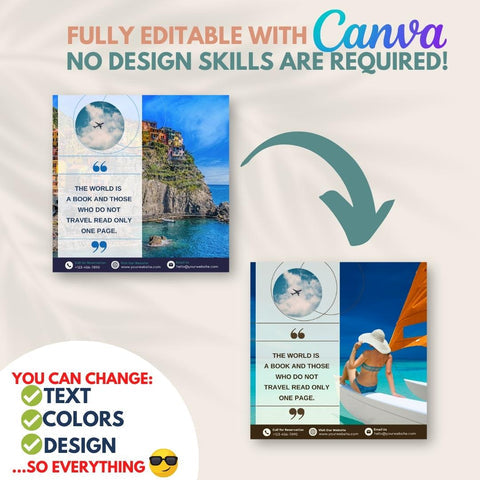 160 Travel Posts (Vol. 2) -Social Media Templates
