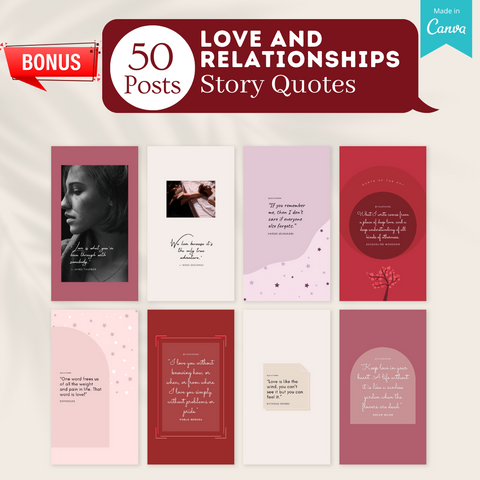 300 Love And Relationships Posts - Social Media Canva Templates