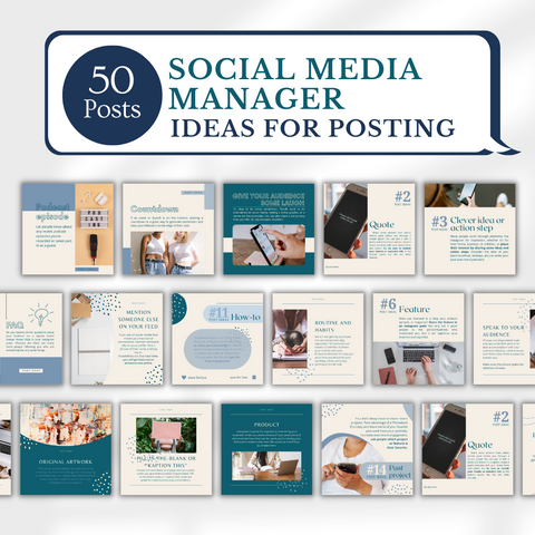 300 Social Media Manager Posts - Canva Editable Templates