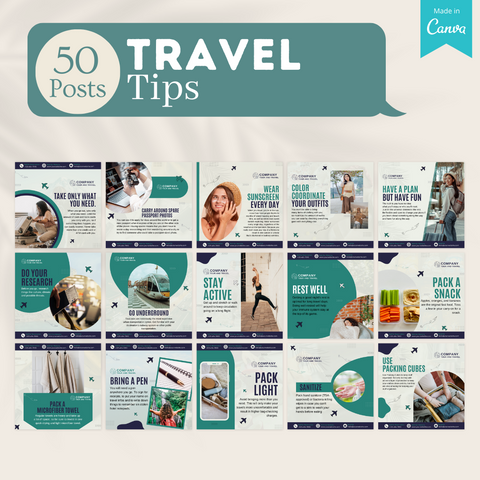 500 Travel Posts - Social Media Templates