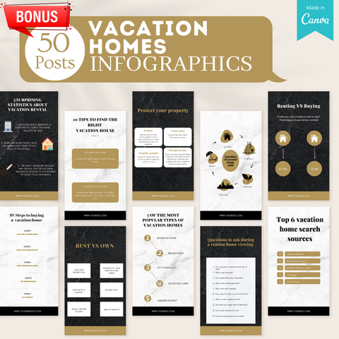 200 Vacation Homes Posts - Social Media Templates