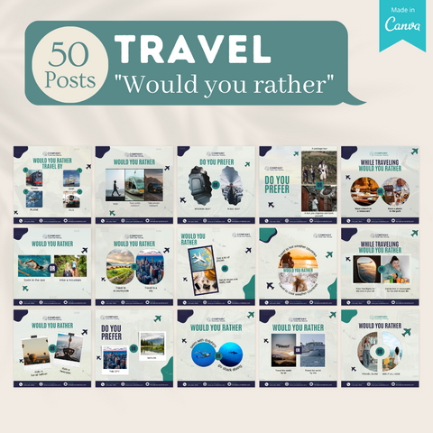 500 Travel Posts - Social Media Templates