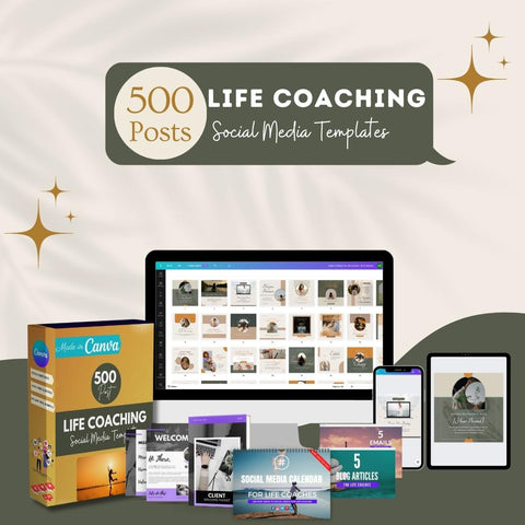 500 Life Coaching Posts - Social Media Templates