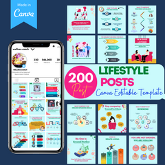 200 Lifestyle Posts - Canva Editable Templates