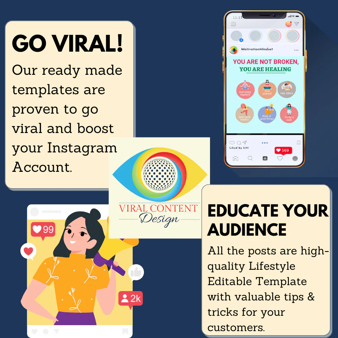 200 Lifestyle Posts - Canva Editable Templates