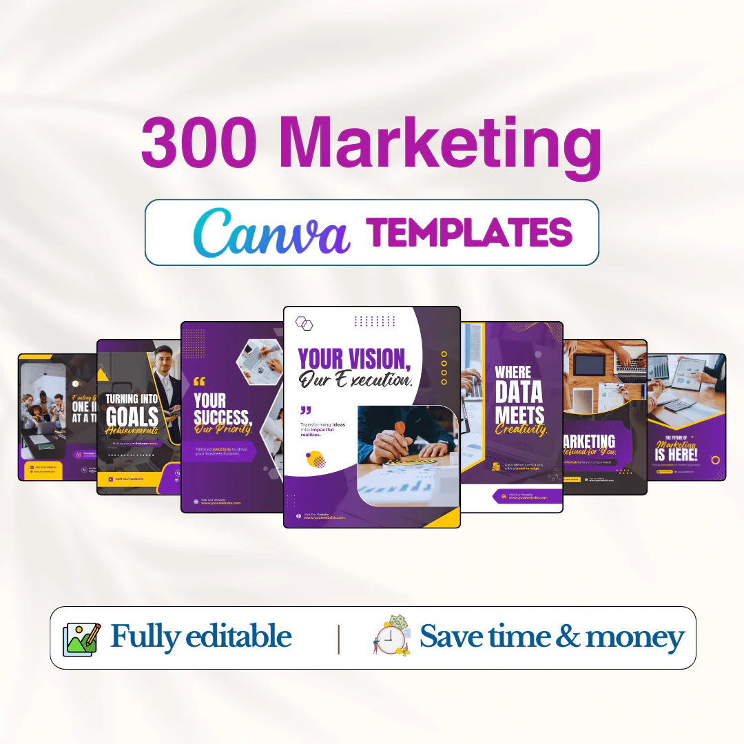 Marketing Canva Templates Bundle – 300 Templates