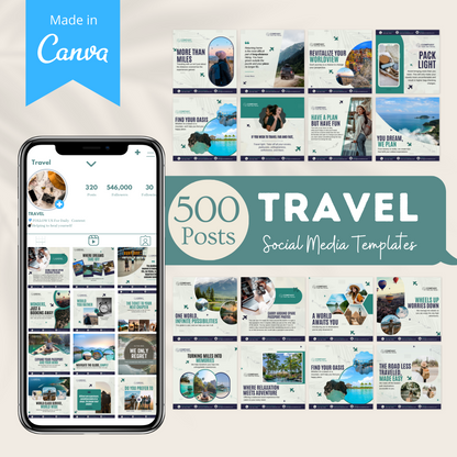 500 Travel Posts - Social Media Templates