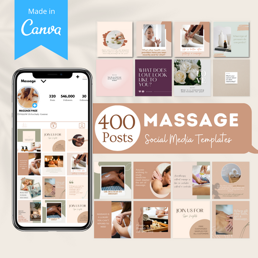 400 Massage Posts - Social Media Canva Templates
