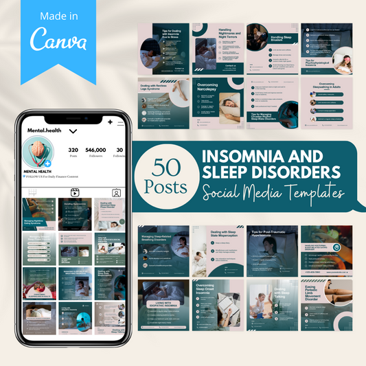 50 Insomnia And Sleep Disorders Posts - Social Media Templates