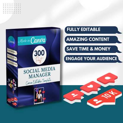 300 Social Media Manager Posts - Canva Editable Templates