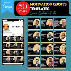 Motivation Quotes - Canva Editable Template - 50 Posts