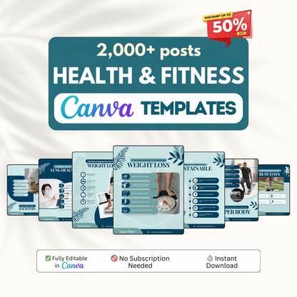 2000+ Fitness, Nutrition & Health Bundle - Social Media Templates