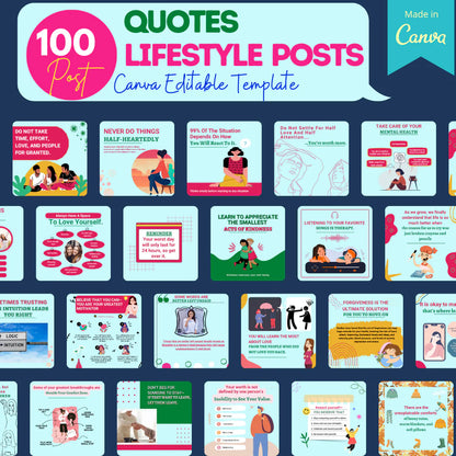 200 Lifestyle Posts - Canva Editable Templates